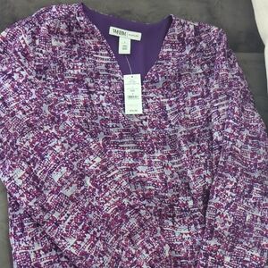 White House Black Market Purple and Pink Blouse
